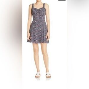 Aqua Ditsy Floral Print Sleeveless Mini Length
Dress Navy Multicolor